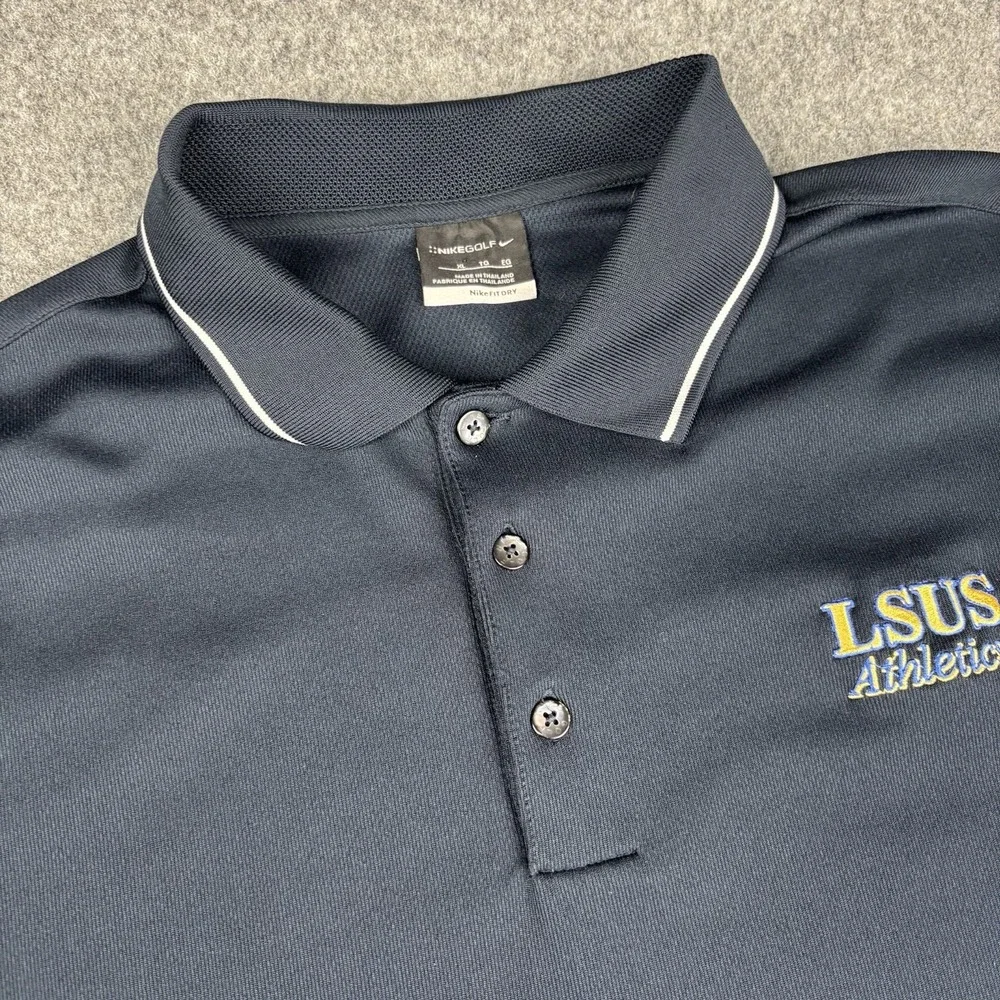 Nike Golf Polo Shirt Mens Xl Navy Blue Short Sleeve Casual Athletic Stretch LSUS